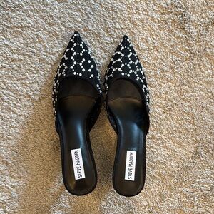 Steve Madden Black and White Studded Mules